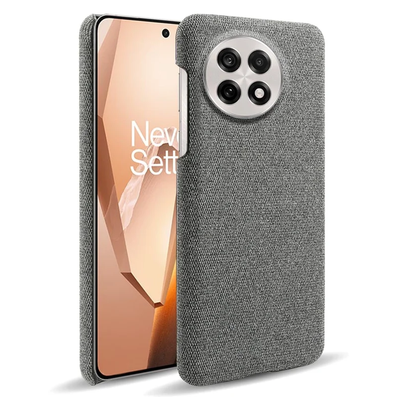 Phone Case for OnePlus 13R 5G / Ace 5 5G / Ace 5 Pro 5G Cloth Texture Anti-Scratch Protective PC Back Cover - Grey