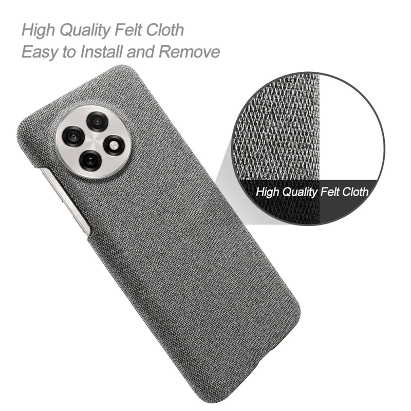 Phone Case for OnePlus 13R 5G / Ace 5 5G / Ace 5 Pro 5G Cloth Texture Anti-Scratch Protective PC Back Cover - Grey