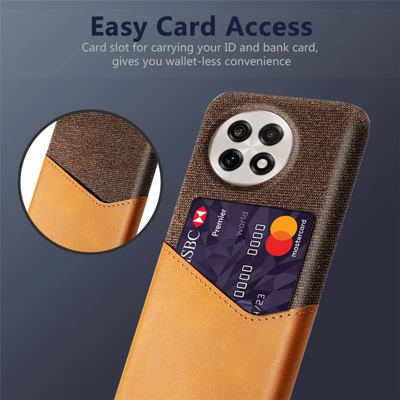 Capa de Telefone para OnePlus 13R 5G / Ace 5 5G / Ace 5 Pro 5G Textura de Couro PU Tecido Capa Rígida de PC com Suporte para Cartão - Laranja