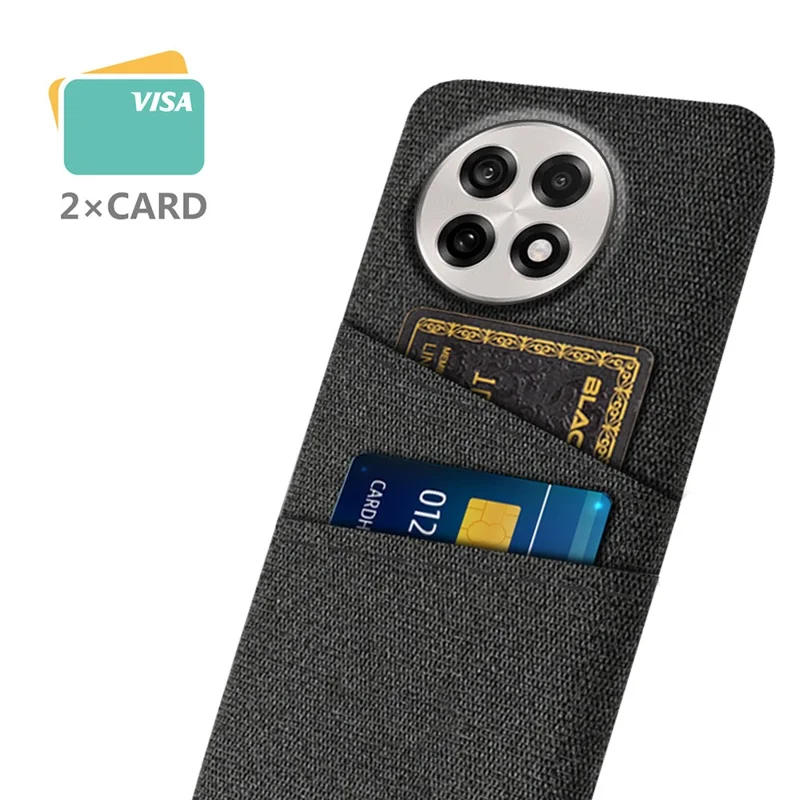 Funda para OnePlus 13R 5G / Ace 5 5G / Ace 5 Pro 5G de Tela + PC Duro con Doble Ranura para Tarjetas - Negro