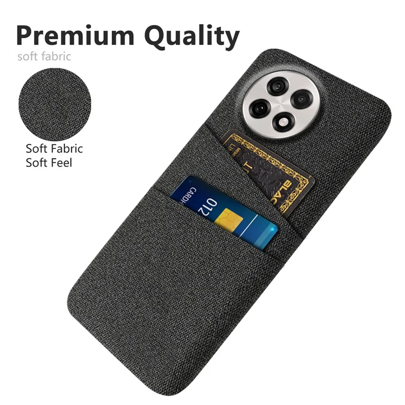 Funda para OnePlus 13R 5G / Ace 5 5G / Ace 5 Pro 5G de Tela + PC Duro con Doble Ranura para Tarjetas - Negro