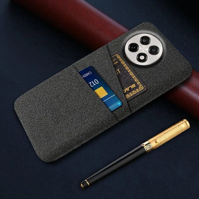 Funda para OnePlus 13R 5G / Ace 5 5G / Ace 5 Pro 5G de Tela + PC Duro con Doble Ranura para Tarjetas - Negro
