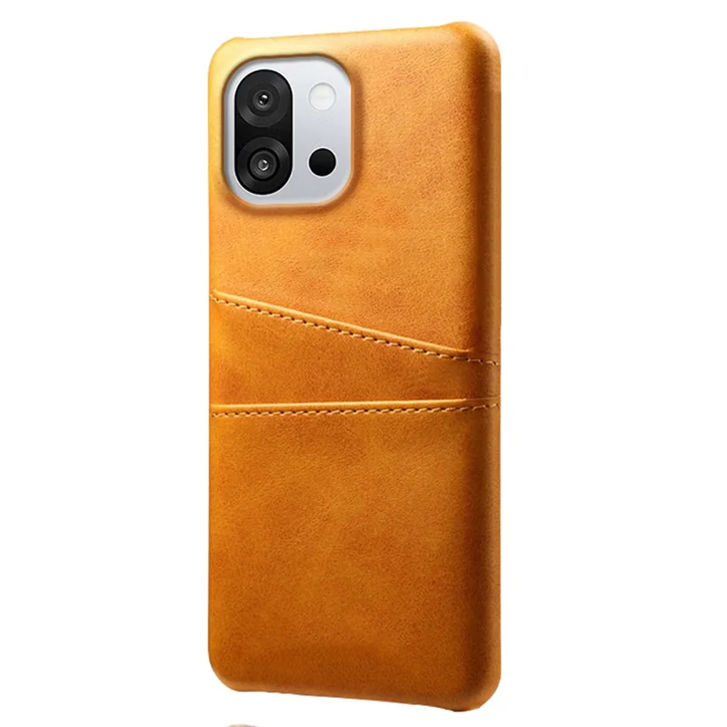 Für OnePlus 13T 5G Hülle mit Doppel-Kartenfach aus PU-Leder + Hartem PC Handyhülle - Orange