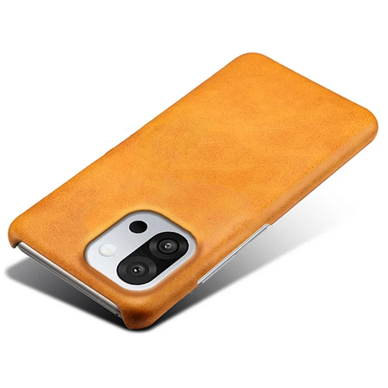 Cover per OnePlus 13T 5G in Pelle di Vitello con Texture, PC Rigido, Cover Protettiva per Telefono - Arancione