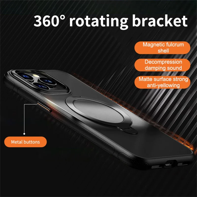 Funda para iPhone 15 Pro Max Compatible con MagSafe Antigolpes TPU PC con Soporte - Negro