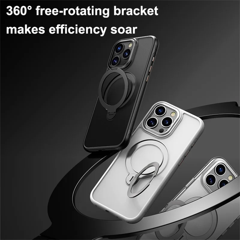 Funda para iPhone 16 Pro Max Compatible con MagSafe a Prueba de Caídas Cubierta de Teléfono de TPU PC con Soporte - Negro