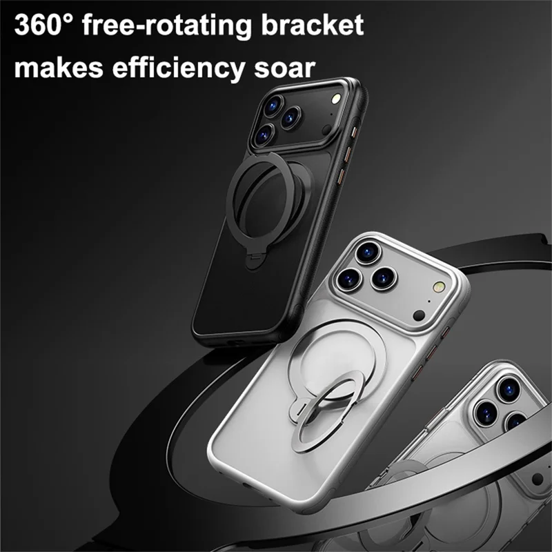 For iPhone 17 Pro Max Case Compatible with MagSafe Drop Proof TPU PC Kickstand Phone Cover - Transparent