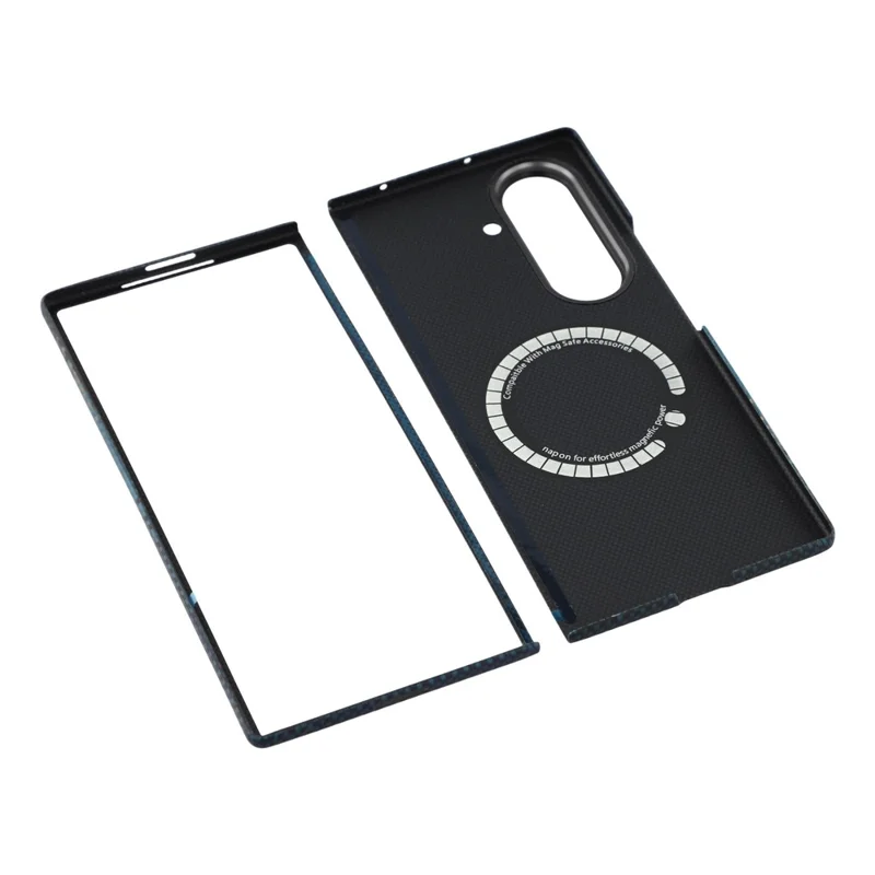Für Samsung Galaxy Z Fold7 5G Hülle Gradient Aramid-Faser Magnetische Handyhülle mit Metall-Objektiv-Rahmen - Blaue schwebende Webart