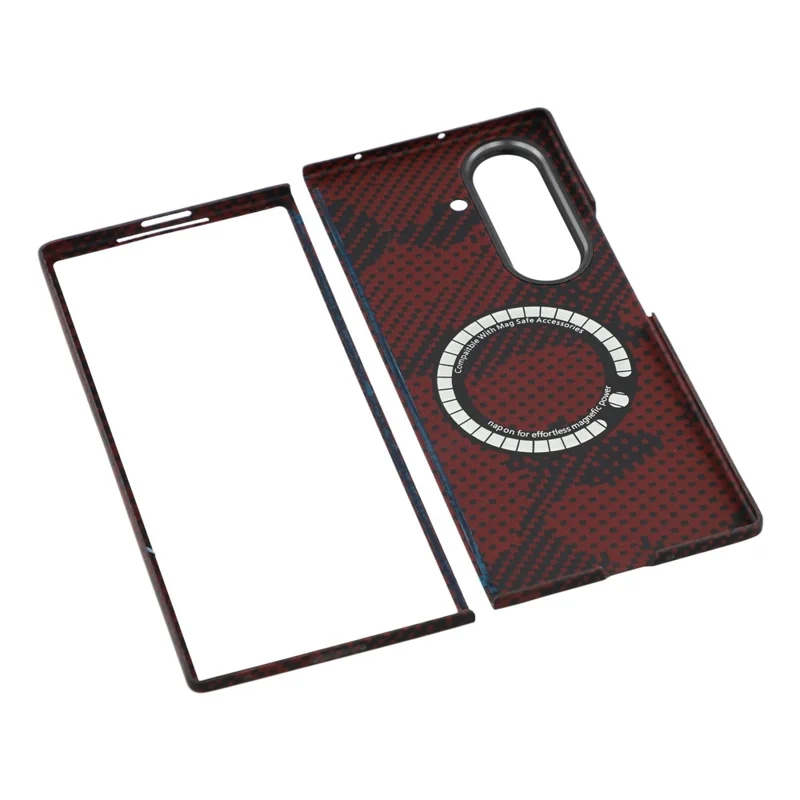 For Samsung Galaxy Z Fold7 5G Magnetic Case Camouflage Pattern Aramid Fiber Phone Cover with Metal Lens Frame / Front Frame
