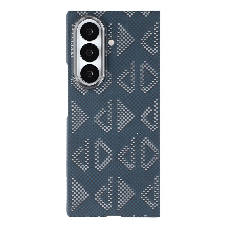 Funda Magnética para Samsung Galaxy Z Fold7 5G con Patrón Geométrico de Fibra de Aramida y Marco de Lente Metálico