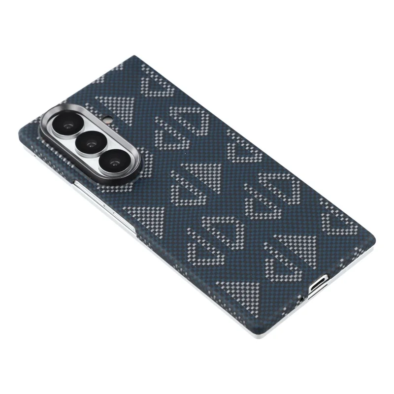 Funda Magnética para Samsung Galaxy Z Fold7 5G con Patrón Geométrico de Fibra de Aramida y Marco de Lente Metálico