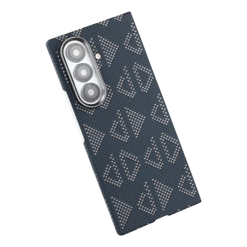 Funda Magnética para Samsung Galaxy Z Fold7 5G con Patrón Geométrico de Fibra de Aramida y Marco de Lente Metálico