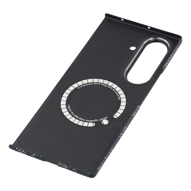 Funda Magnética para Samsung Galaxy Z Fold7 5G con Patrón Geométrico de Fibra de Aramida y Marco de Lente Metálico