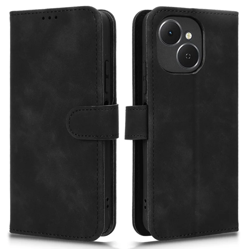 Funda de piel para TECNO Spark 40C Sensación de piel Anticaída Cartera Flip Funda de teléfono - Negro