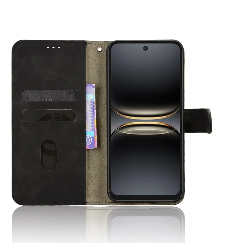 Funda de piel para TECNO Spark 40C Sensación de piel Anticaída Cartera Flip Funda de teléfono - Negro