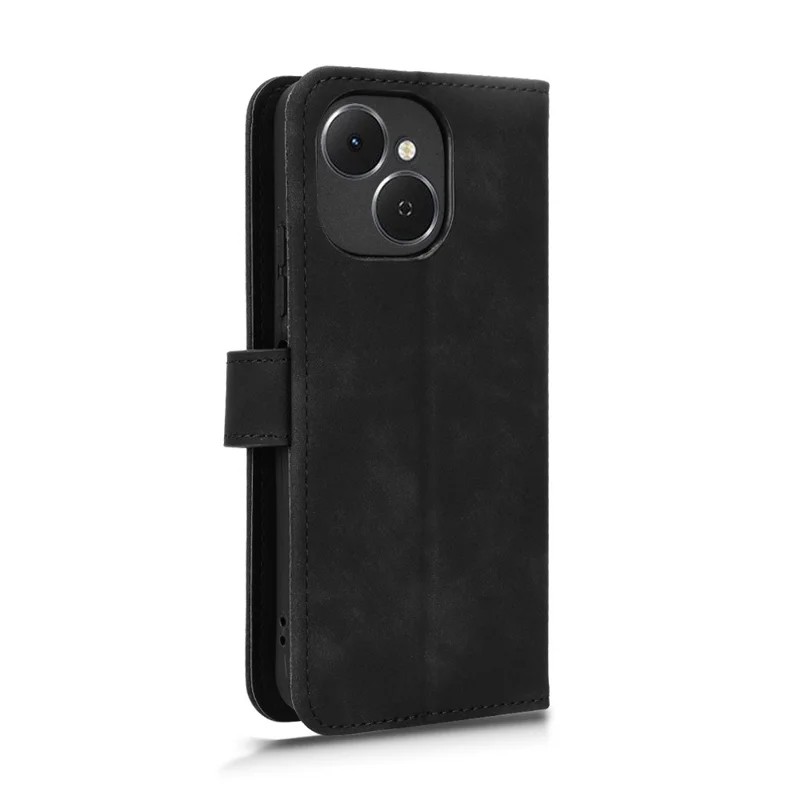 Funda de piel para TECNO Spark 40C Sensación de piel Anticaída Cartera Flip Funda de teléfono - Negro