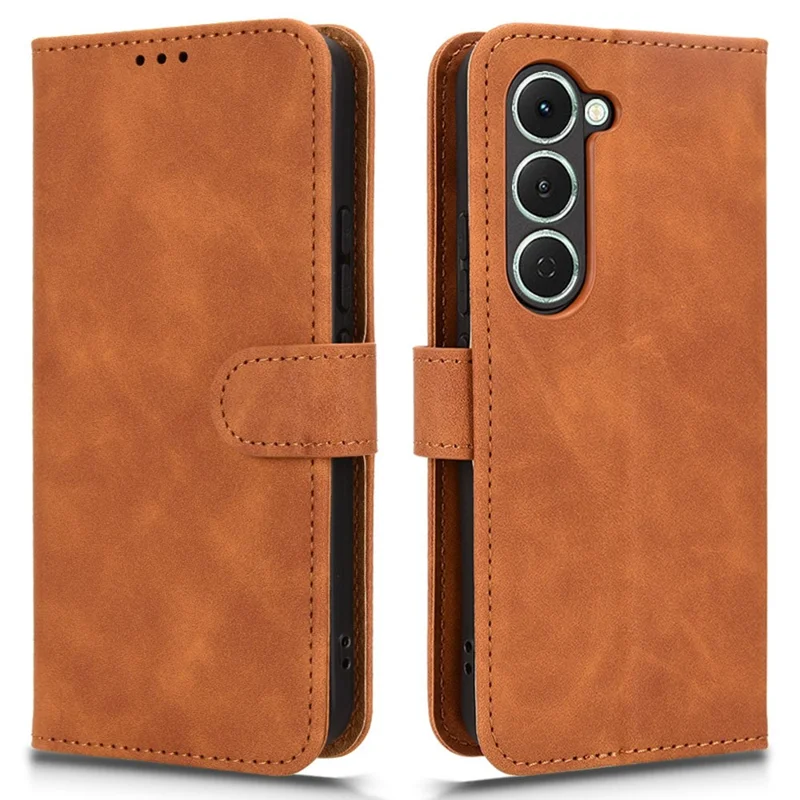 For TECNO Spark 40 Pro 4G Leather Case Skin Feel Anti Drop Wallet Flip Phone Cover - Brown