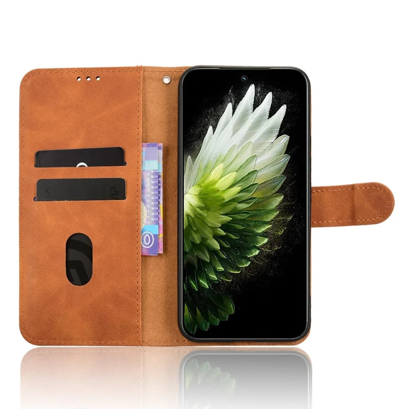 For TECNO Spark 40 Pro 4G Leather Case Skin Feel Anti Drop Wallet Flip Phone Cover - Brown