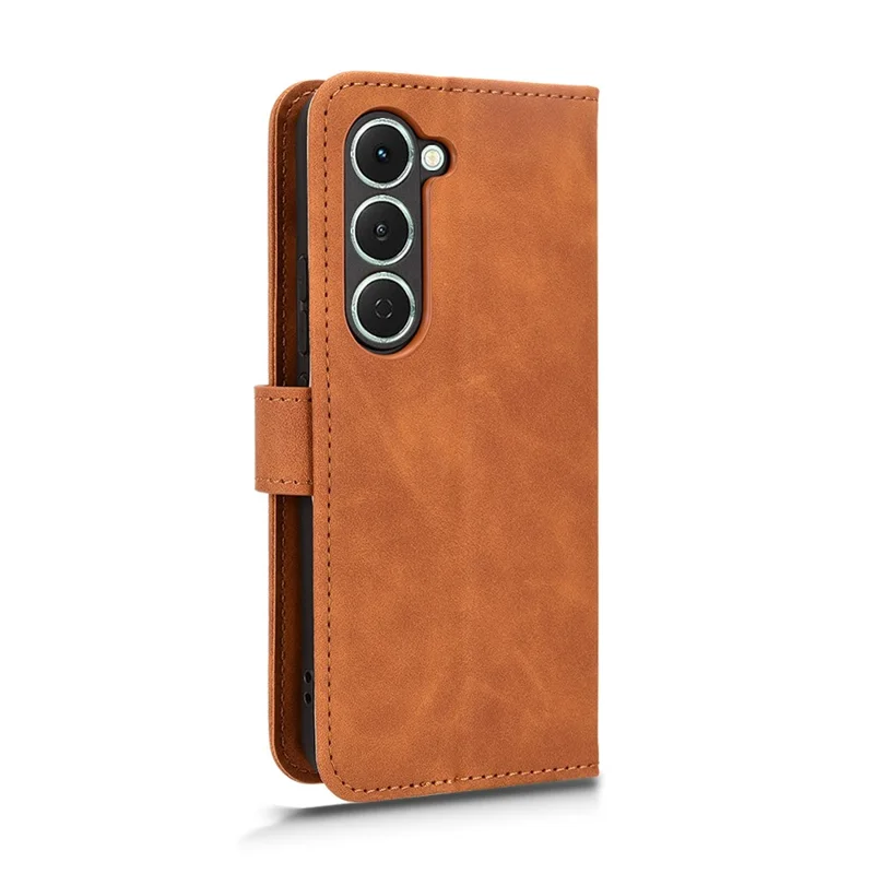 For TECNO Spark 40 Pro 4G Leather Case Skin Feel Anti Drop Wallet Flip Phone Cover - Brown