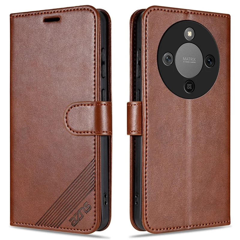AZNS For Honor X70 5G Case Anti-Scratch PU Leather Stand Wallet Phone Cover - Brown