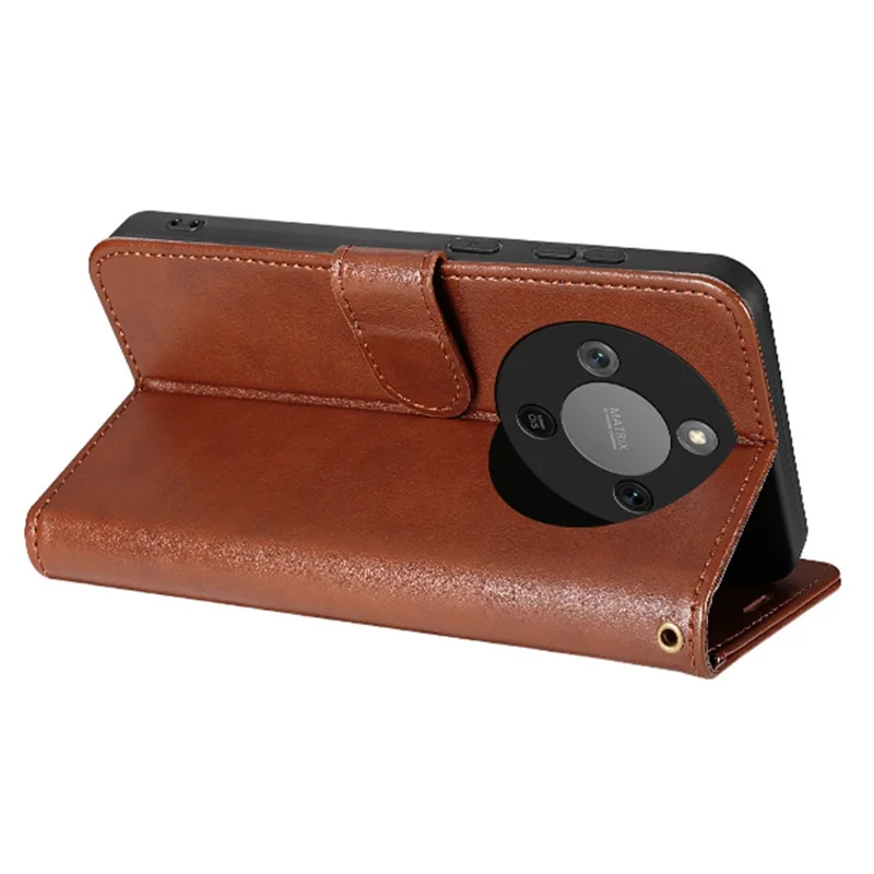 AZNS For Honor X70 5G Case Anti-Scratch PU Leather Stand Wallet Phone Cover - Brown