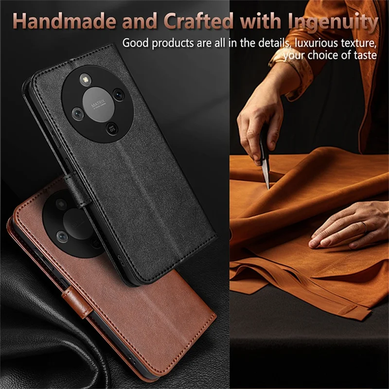 AZNS For Honor X70 5G Case Anti-Scratch PU Leather Stand Wallet Phone Cover - Brown