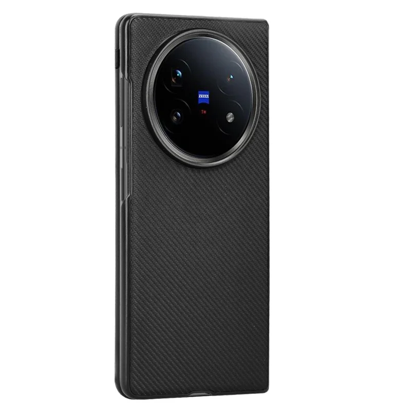 For vivo X Fold5 5G Case Carbon Fiber Texture Shockproof PU + PC Phone Cover - Black