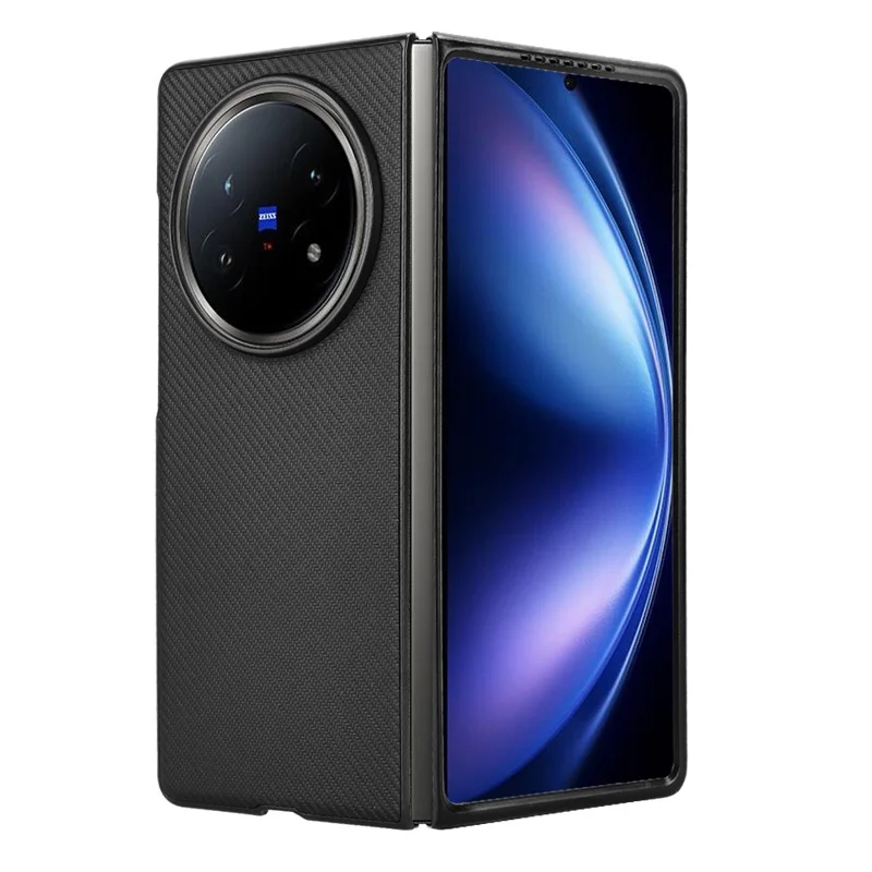 For vivo X Fold5 5G Case Carbon Fiber Texture Shockproof PU + PC Phone Cover - Black