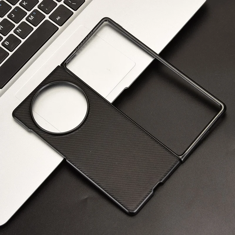 For vivo X Fold5 5G Case Carbon Fiber Texture Shockproof PU + PC Phone Cover - Black
