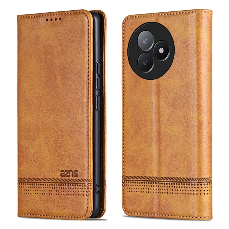 Чехол AZNS для Xiaomi Redmi K80 Ultra 5G из натуральной кожи с текстурой под корову, кошелек-обложка для телефона - Коричневый