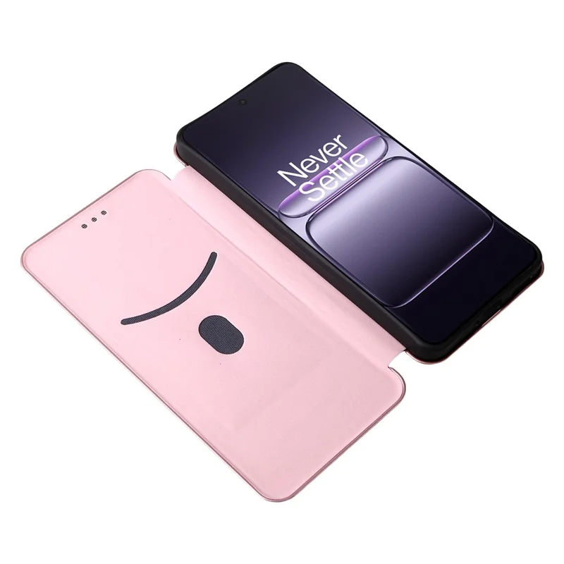 Capa para OnePlus Ace 5 Racing 5G / Nord CE5 5G com Textura de Fibra de Carbono à Prova de Queda em Couro PU - Ouro Rosa