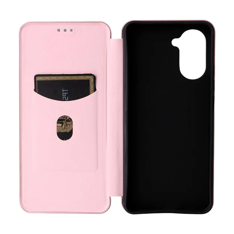 Capa para OnePlus Ace 5 Racing 5G / Nord CE5 5G com Textura de Fibra de Carbono à Prova de Queda em Couro PU - Ouro Rosa