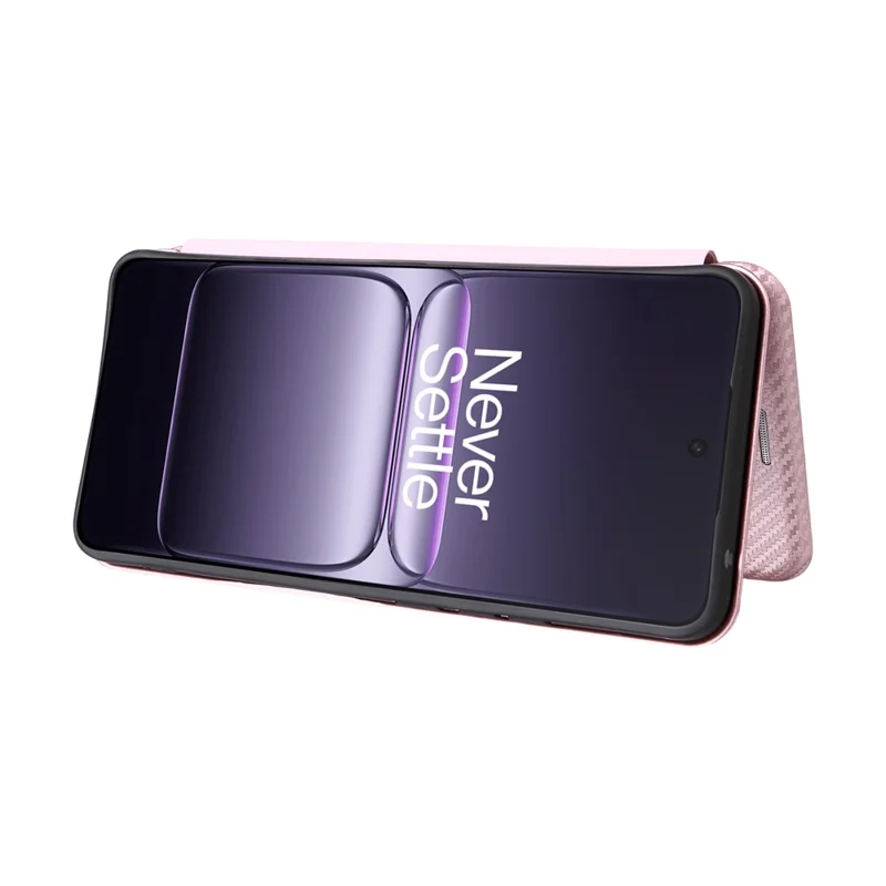 Capa para OnePlus Ace 5 Racing 5G / Nord CE5 5G com Textura de Fibra de Carbono à Prova de Queda em Couro PU - Ouro Rosa