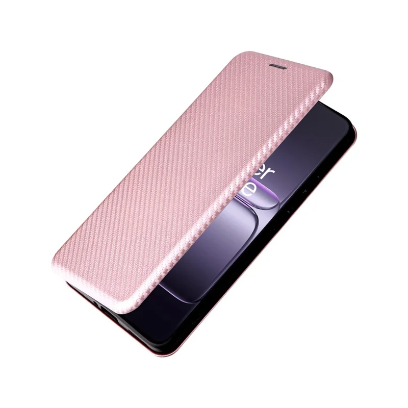 Capa para OnePlus Ace 5 Racing 5G / Nord CE5 5G com Textura de Fibra de Carbono à Prova de Queda em Couro PU - Ouro Rosa