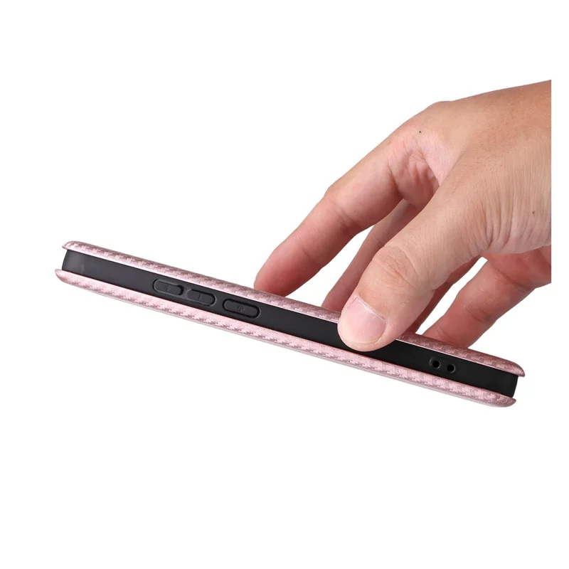 Capa para OnePlus Ace 5 Racing 5G / Nord CE5 5G com Textura de Fibra de Carbono à Prova de Queda em Couro PU - Ouro Rosa