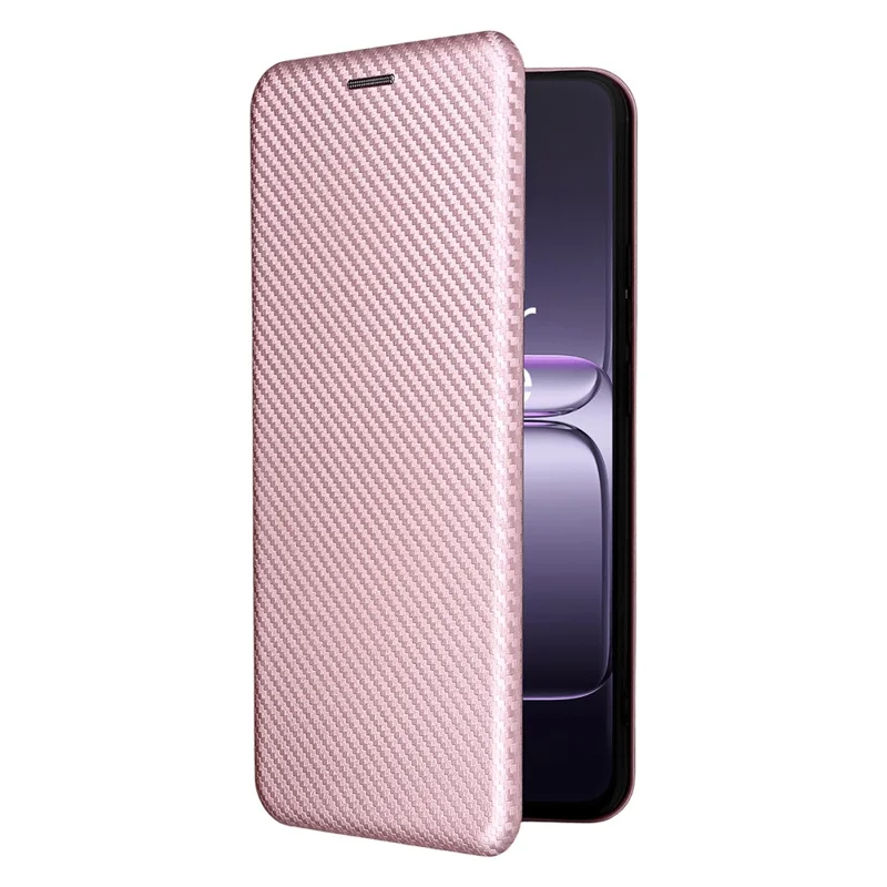 Capa para OnePlus Ace 5 Racing 5G / Nord CE5 5G com Textura de Fibra de Carbono à Prova de Queda em Couro PU - Ouro Rosa