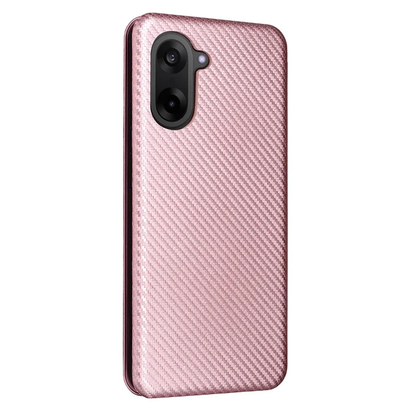 Capa para OnePlus Ace 5 Racing 5G / Nord CE5 5G com Textura de Fibra de Carbono à Prova de Queda em Couro PU - Ouro Rosa