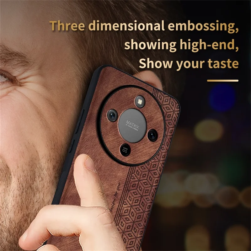 AZNS Pour Étui Honor X70 5G Protection en Cuir PU Recouvert de TPU - Marron