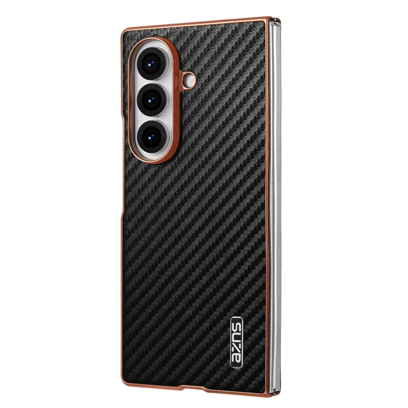 Étui AZNS pour Samsung Galaxy Z Fold7 5G - Aspect Fibre de Carbone Électrolytique, Coque de Téléphone en PU+PC - Noir