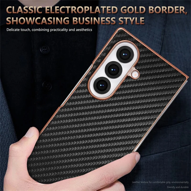 Étui AZNS pour Samsung Galaxy Z Fold7 5G - Aspect Fibre de Carbone Électrolytique, Coque de Téléphone en PU+PC - Noir