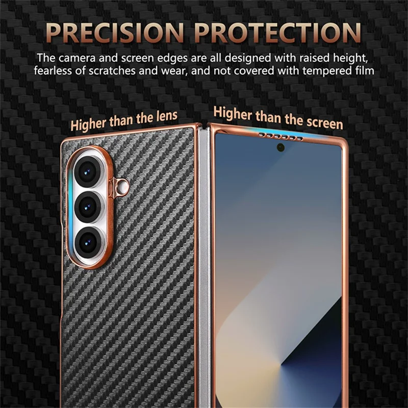 Étui AZNS pour Samsung Galaxy Z Fold7 5G - Aspect Fibre de Carbone Électrolytique, Coque de Téléphone en PU+PC - Noir