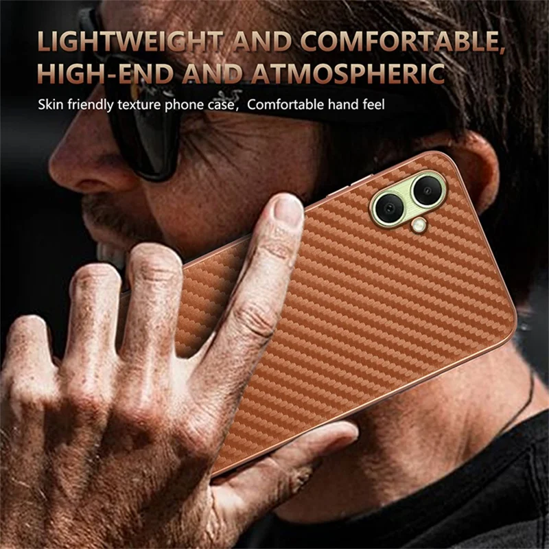 AZNS For Samsung Galaxy A07 4G Case Electroplating Carbon Fiber Texture PU + TPU Phone Cover - Black