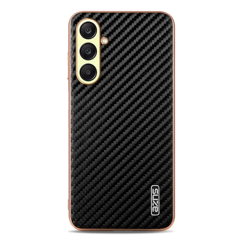 AZNS Pour étui Samsung Galaxy A17 5G Électroplaqué à texture de fibre de carbone PU + TPU - Noir