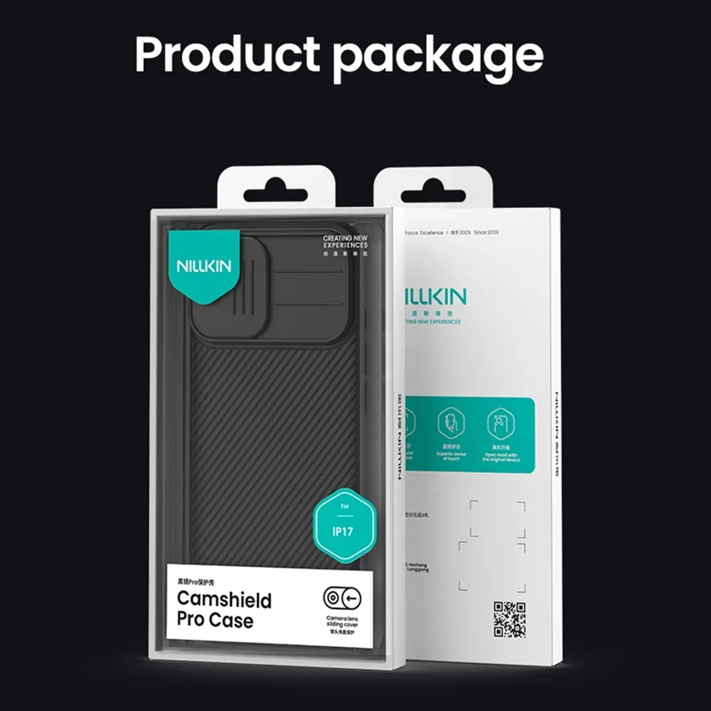 NILLKIN Camshield Pro Série pour Étui iPhone 17 PC + TPU Couvercle Coulissant de Caméra Housse de Téléphone - Noir