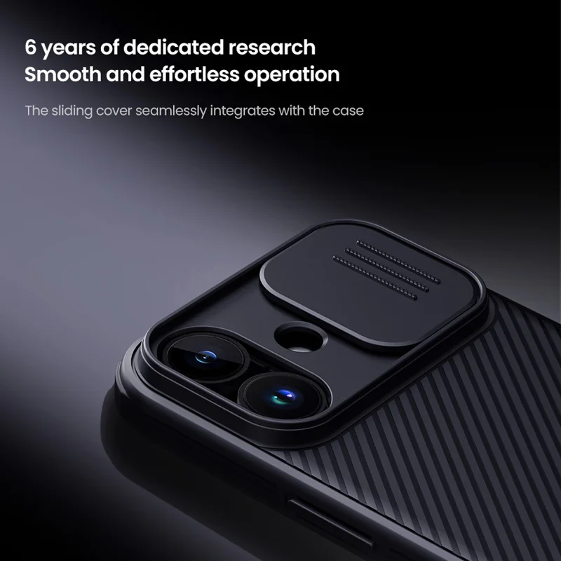 NILLKIN Camshield Pro Série pour Étui iPhone 17 PC + TPU Couvercle Coulissant de Caméra Housse de Téléphone - Noir