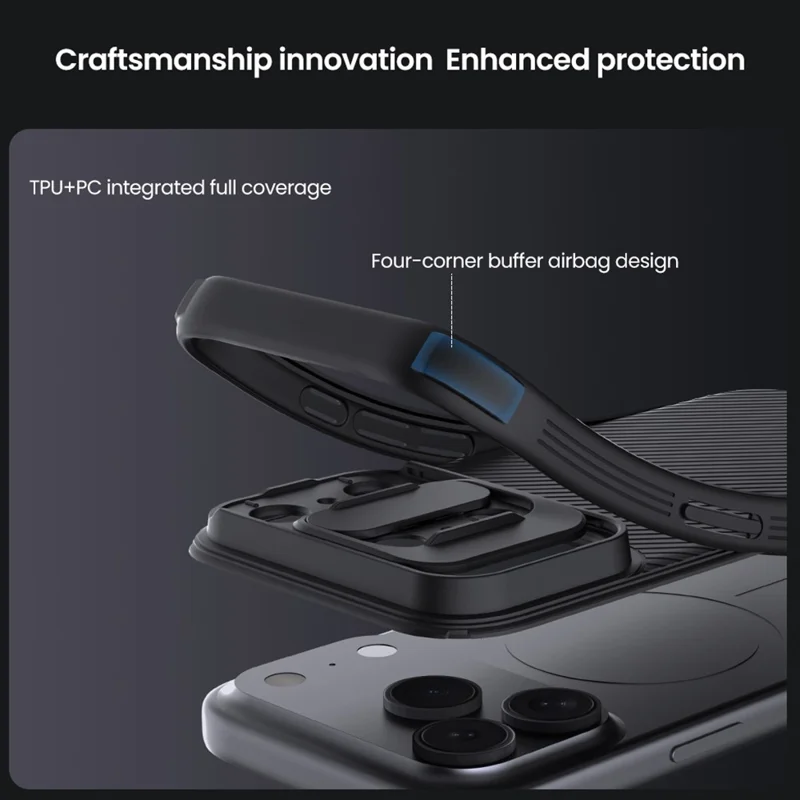 NILLKIN Camshield Pro Series for iPhone 17 Pro Case PC + TPU Slide Camera Lid Phone Cover - Black