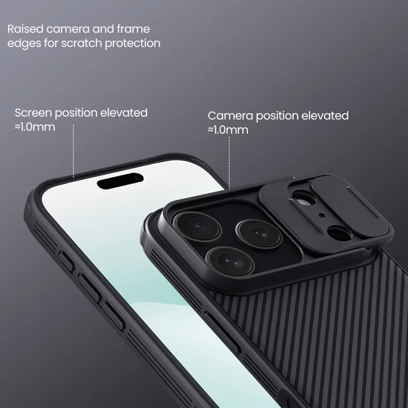 NILLKIN Camshield Pro Series for iPhone 17 Pro Case PC + TPU Slide Camera Lid Phone Cover - Black