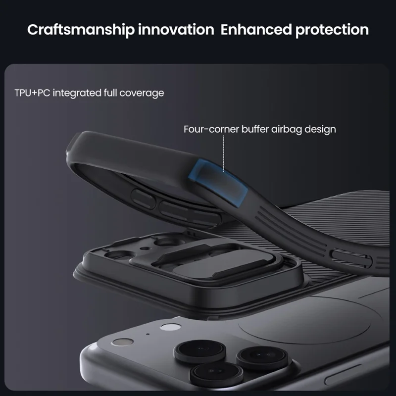 NILLKIN Camshield Pro Series for iPhone 17 Pro Max Case PC + TPU Slide Camera Lid Phone Cover - Black