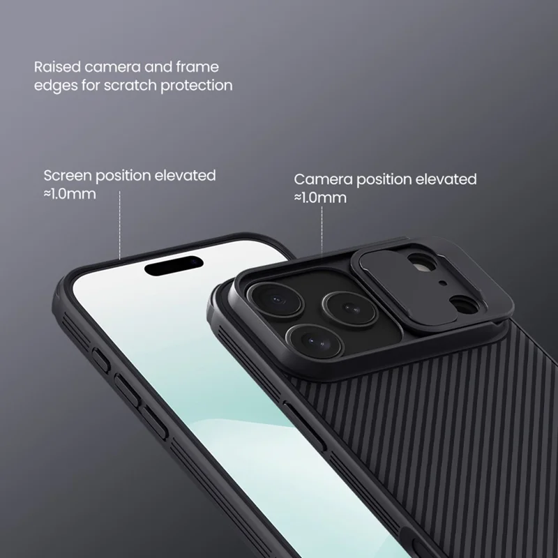 NILLKIN Camshield Pro Series for iPhone 17 Pro Max Case PC + TPU Slide Camera Lid Phone Cover - Black