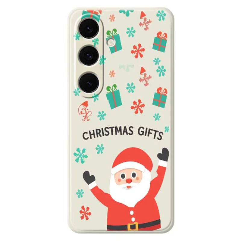 For Samsung Galaxy S24 FE Case Christmas Gifts Pattern Printing Straight Edge TPU Phone Back Cover - Beige
